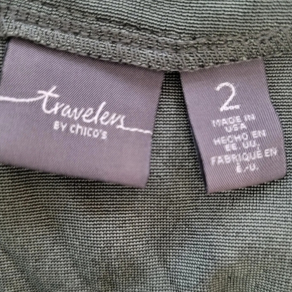 Traveler's by Chico's green sleeveless cardigan gold zipper accent size 2 or lg - Picture 6 of 6